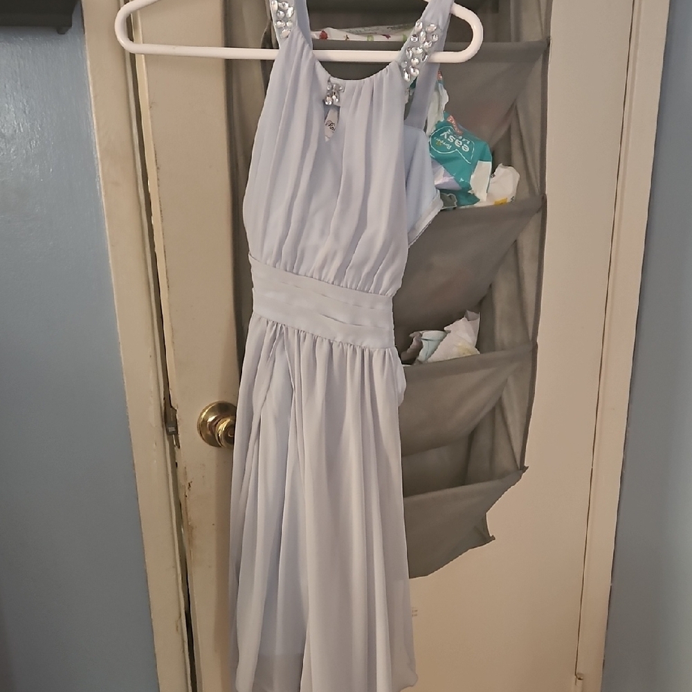 Rare Editions Light Blue Formal Dress with Silver Accents